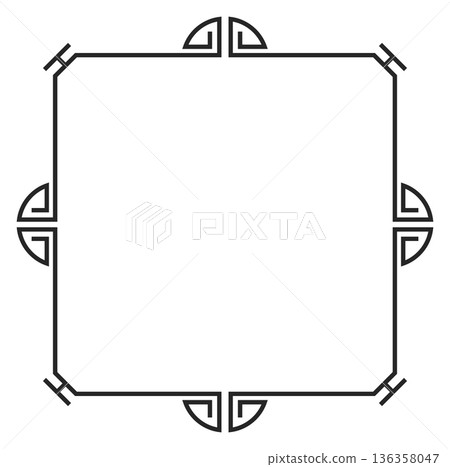Geometric line border. Retro decorative ornate frame Geometric line border. Retro decorative ornate frame 136358047