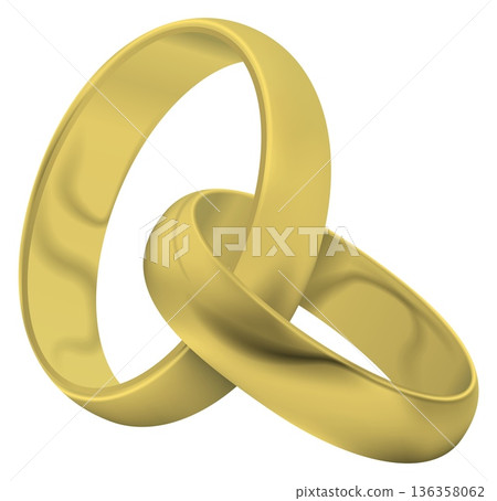 Wedding rings. Golden marriage jewelry. Love symbol 136358062