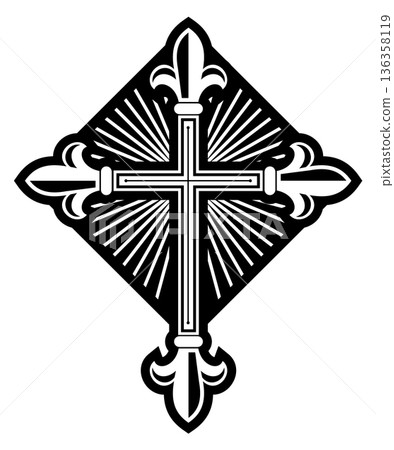Holy cross black icon. Decorative christ symbol 136358119