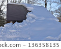 Snow falling from the roof 136358135