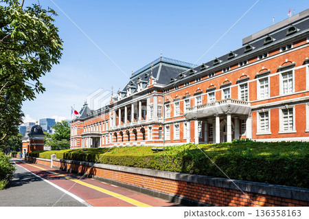 Building view of the Old Ministry of Justice in Chiyoda, Tokyo, Japan, also known as the Red-Brick Building. It is the former headquarters of the Ministry of Justice. Building view of the Old Ministry of Justice in Chiyoda, Tokyo, Japan, also known as the Red-Brick Building. It is the former headquarters of the Ministry of Justice. 136358163