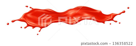 Tomato juice drink and ketchup sauce wave splashes. Vibrant, realistic vector rich red tomato juice, capturing dynamic motion and natural texture of liquid. Red ketchup splashes for food packaging Tomato juice drink and ketchup sauce wave splashes. Vibrant, realistic vector rich red tomato juice, capturing dynamic motion and natural texture of liquid. Red ketchup splashes for food packaging 136358522