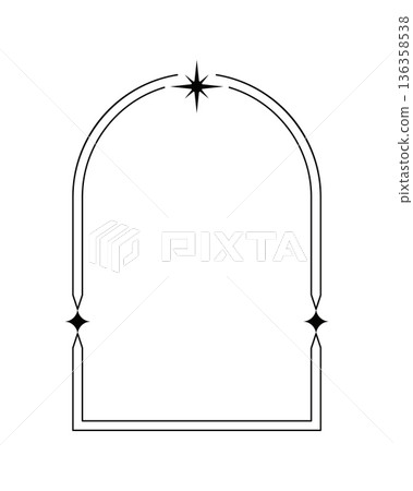 Vintage aesthetic arch shape, graphic border or figure. Minimal geometric frame, aesthetic vector design element. Graphic shape or vintage Boho border with black stars or sparks Vintage aesthetic arch shape, graphic border or figure. Minimal geometric frame, aesthetic vector design element. Graphic shape or vintage Boho border with black stars or sparks 136358538