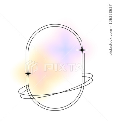 Aesthetic geometric oval shape, linear element or figure. Geometric design element, Boho vector frame. Minimal graphic shape or vintage aesthetic border with neon light, black sparks or stars Aesthetic geometric oval shape, linear element or figure. Geometric design element, Boho vector frame. Minimal graphic shape or vintage aesthetic border with neon light, black sparks or stars 136358637