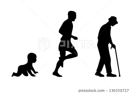 Growing stages of the boy to man and grandfather. Icon 136358727