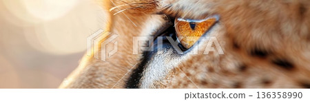 Close-up of a cheetah's eye, showing its golden iris and sharp focus. Close-up of a cheetah's eye, showing its golden iris and sharp focus. 136358990