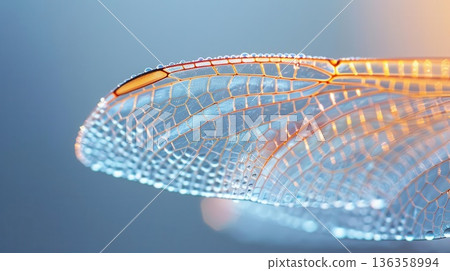 Macro of a dragonfly's wings, beautiful animal, translucent beauty 136358994