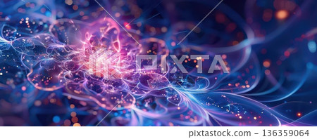 Abstract colorful fractal art with glowing lights. 136359064