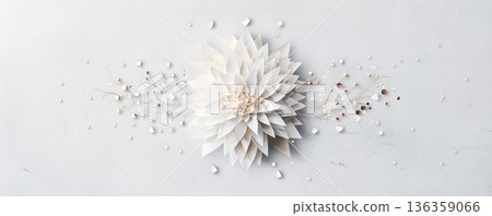 White flower on a white background, abstract floral design. 136359066