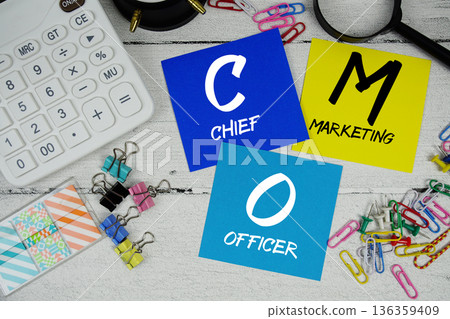 CMO Chief Marketing Officer text phrase of business and financial concept 136359409