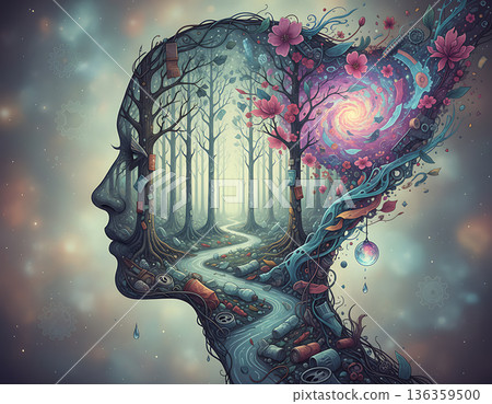Environmental awareness using recycling concept in creative portrait 136359500
