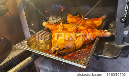 Traditional Segovian Style Roast Suckling Pig 136359502