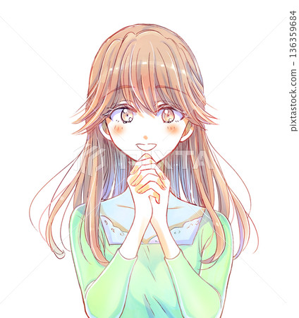 一位氣質溫柔的女子雙手合十 一位氣質溫柔的女子雙手合十 136359684