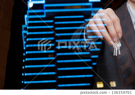 Keys by city skyline. Keys by city skyline. 136359761