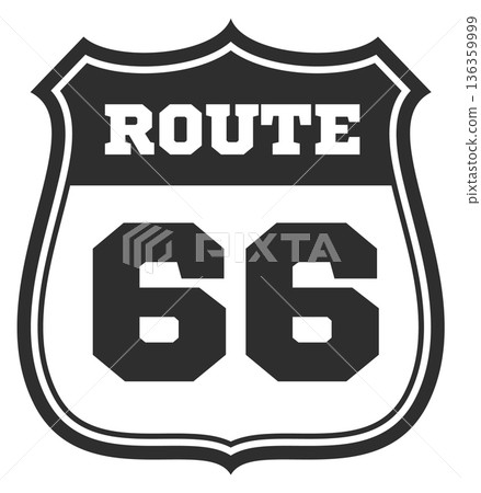 Route 66 black icon. Highway road badge 136359999