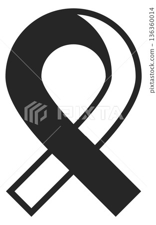 Ribbon black icon. Awareness symbol. Health sign Ribbon black icon. Awareness symbol. Health sign 136360014