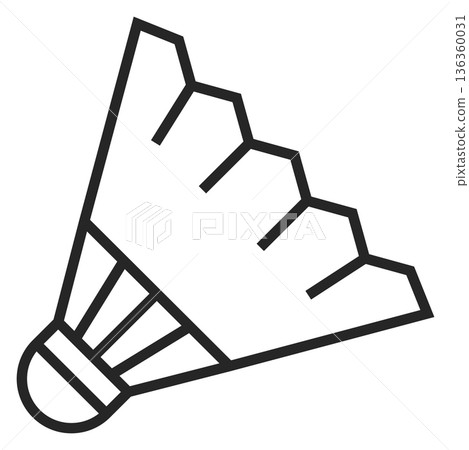 Badminton shuttlecock line icon. Sport game equipment 136360031