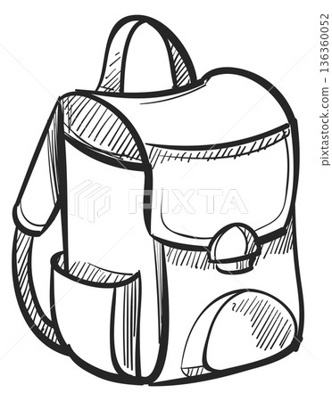 Backpack sketch. Hand drawn school bag doodle Backpack sketch. Hand drawn school bag doodle 136360052