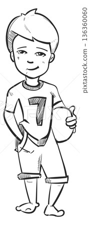 Boy doodle. Hand drawn male kid character Boy doodle. Hand drawn male kid character 136360060
