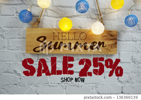 Summer Sale 25% Off Special Offer Promotion Discount Retail Shopping Concept 136360139
