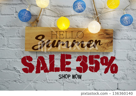 Summer Sale 35% Off Special Offer Promotion Discount Retail Shopping Concept 136360140
