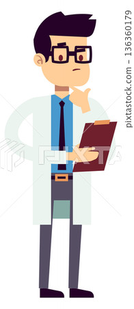 Patient history check. Cartoon medical doctor character Patient history check. Cartoon medical doctor character 136360179