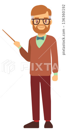 University teacher mascot. Bearded man cartoon character University teacher mascot. Bearded man cartoon character 136360192