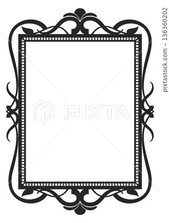 Decorative rectangular border. Elegant black ornate frame 136360202