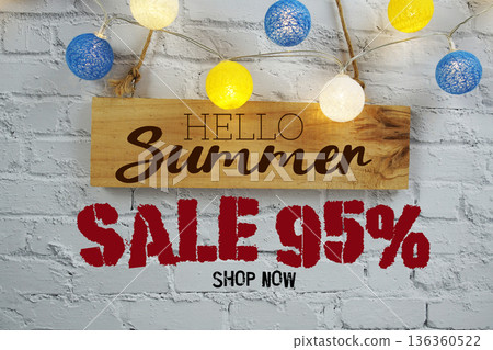 Summer Sale 95% Off Special Offer Promotion Discount Retail Shopping Concept 136360522