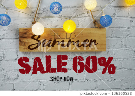 Summer Sale 60% Off Special Offer Promotion Discount Retail Shopping Concept Summer Sale 60% Off Special Offer Promotion Discount Retail Shopping Concept 136360528