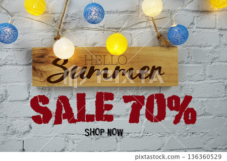 Summer Sale 70% Off Special Offer Promotion Discount Retail Shopping Concept 136360529