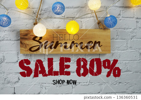 Summer Sale 80% Off Special Offer Promotion Discount Retail Shopping Concept Summer Sale 80% Off Special Offer Promotion Discount Retail Shopping Concept 136360531