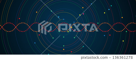 Futuristic spiral background, DNA strands, connected neural web 136361278