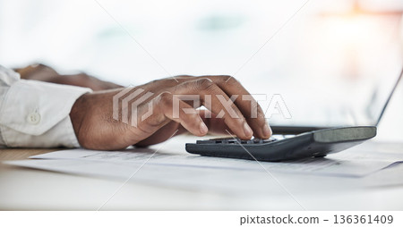 Business person, hands and calculator, taxes management planning finance, debt or budget review for accounting. Accountant with math, audit and numbers analysis, profit goals or startup investment Business person, hands and calculator, taxes management planning finance, debt or budget review for accounting. Accountant with math, audit and numbers analysis, profit goals or startup investment 136361409