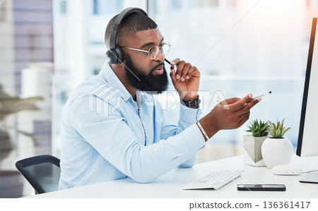 Call center, customer service and consultant talking on call for insurance advice in an office for online telemarketing. Computer, contact us and man employee in discussion for sales or support Call center, customer service and consultant talking on call for insurance advice in an office for online telemarketing. Computer, contact us and man employee in discussion for sales or support 136361417