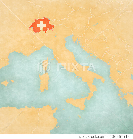 Map of Italian Peninsula - Switzerland 136361514