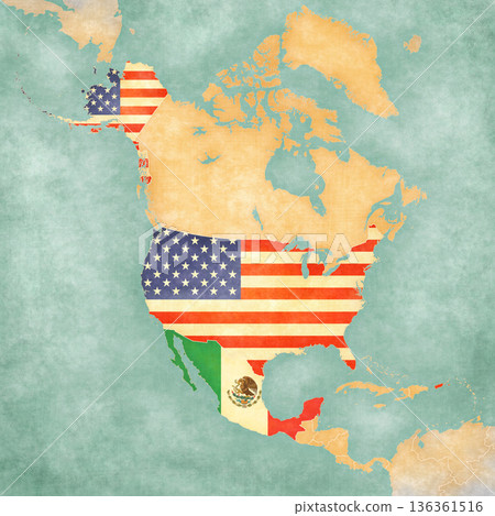 Map of North America - USA and Mexico 136361516