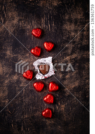 Valentine's Day chocolate in shap of heart Valentine's Day chocolate in shap of heart 136361759