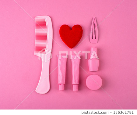 Valentine self love concept with wellnes spa products Valentine self love concept with wellnes spa products 136361791