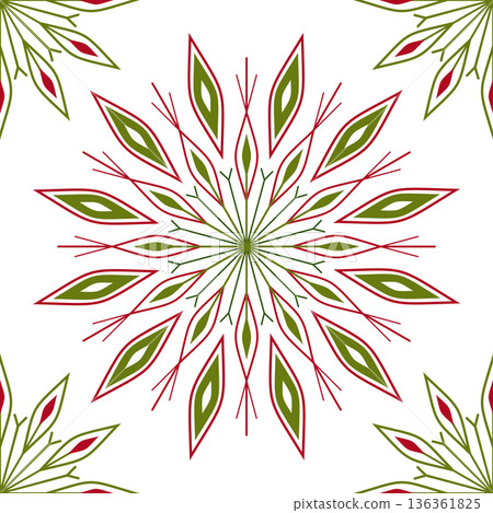 Red and green winter Christmas snowflakes. 136361825