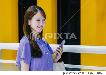 Women walking shopping mall Women walking shopping mall 136361866