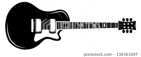 Classic guitar black silhouette. Acoustic instrument icon 136361897