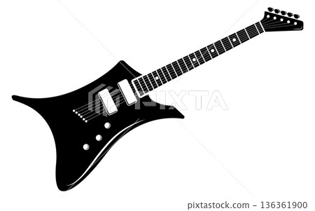 Rock guitar black icon. Concert music silhouette 136361900