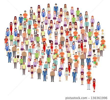 Social communication icon. Human society in message bubble shape 136361996