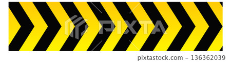 Construction tape. Black arrow yellow safety barrier 136362039