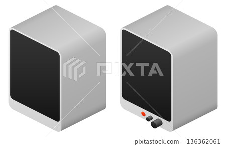 Audio speakers isometric icon. Computer sound device Audio speakers isometric icon. Computer sound device 136362061