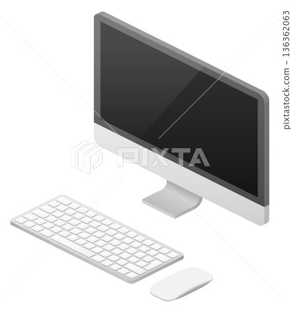 Desktop pc isometric icon. Office workplace technology Desktop pc isometric icon. Office workplace technology 136362063