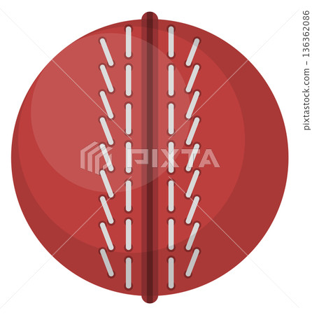 Cricket icon. Cartoon red leather ball symbol Cricket icon. Cartoon red leather ball symbol 136362086