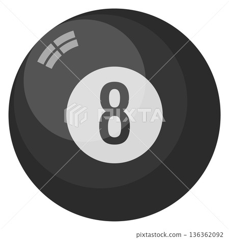Eight ball cartoon icon. Billiard game symbol 136362092