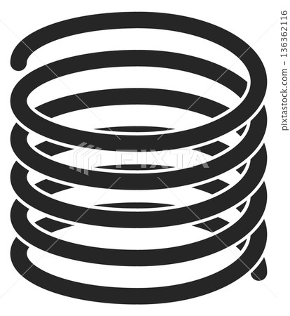 Spiral spring black icon. Elastic metal detail 136362116
